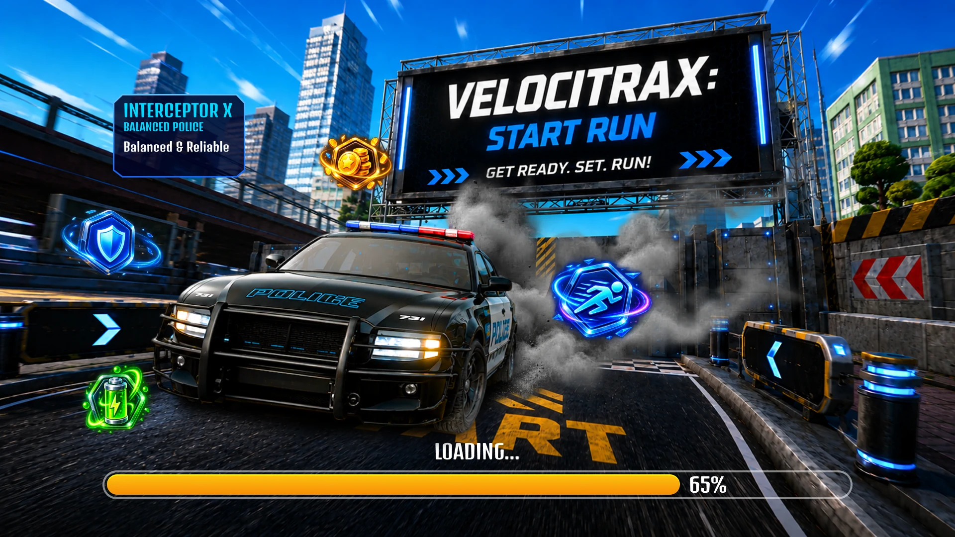 Interceptor X police machine on the starting line