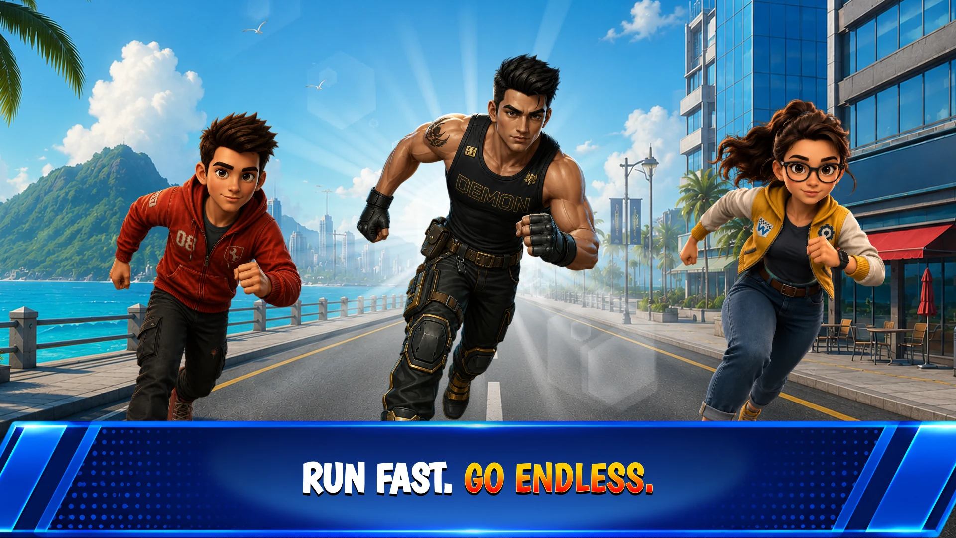 Kai Ryder, Demon, and Nova running together